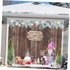 Christmas Garage Door Decorations 7 x 8 ft Xmas Garage Door Banner Merry Snow