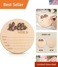 Durable Wooden Baby Announcement Sign - 5.9 Inch Hello World Design for Newborns