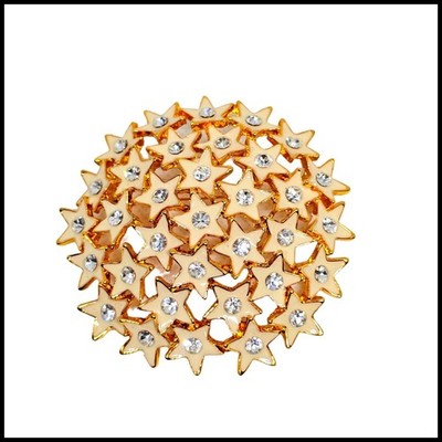 Vintage Pin Brooch Star Cluster Firework White Enamel Rhinestone Large 2.5''
