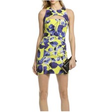 Milly Floral Cutout Sleeveless Sheath Dress Yellow Purple Size 4