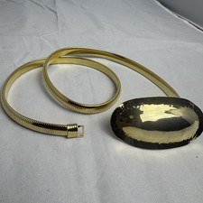 Vintage 27" Gold Stretch Snake Chain Belt with Oval Buckle Women 80s Disco Retro