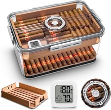 Cigar Humidor Large Accommodate 100 Cigars with Hygrometer and Cedar Wood