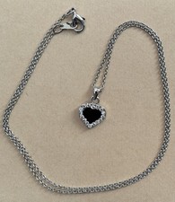 Beautiful Heart Pendant Necklace with Cubic Zirconia   18  Silver Tone Chain