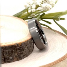 Carbide Ring Men For Christmas Matt Finish Stepped Edge Band 6mm Silver Tungsten