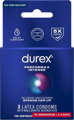 Durex Performax Intense Condoms, Ultra Fine, Ribbed, Dotted with Delay Lubricant