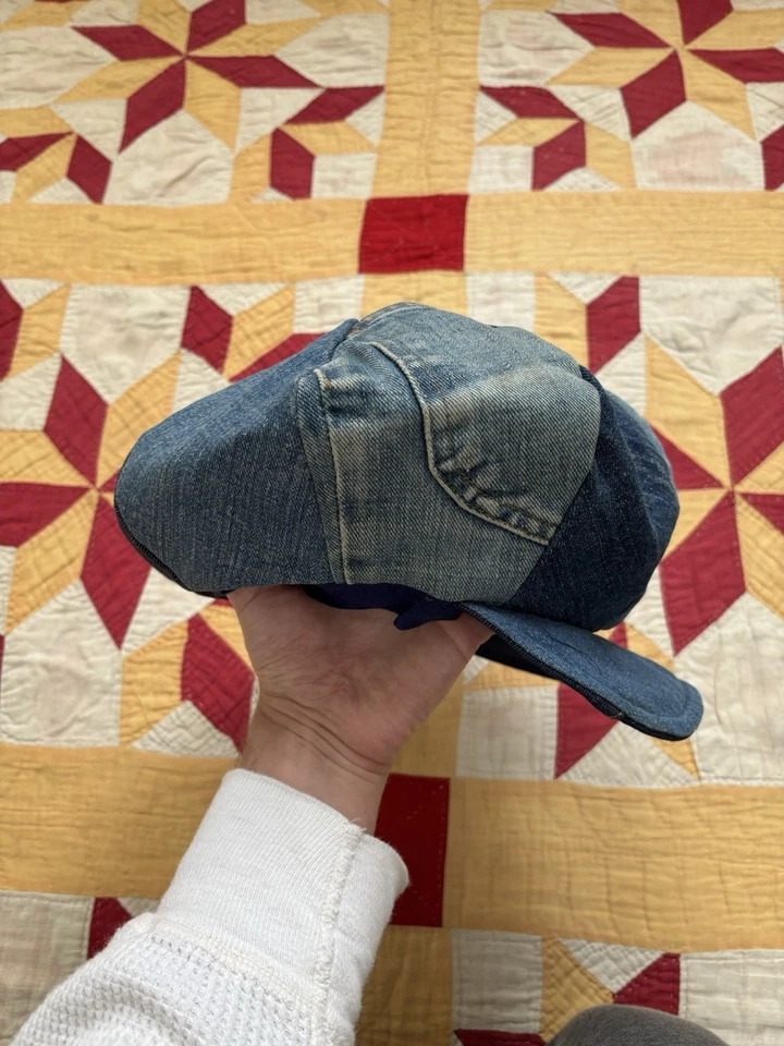 Gorra Denim Newsboy Vintage Años 60 70 Patchwork Panadero Sombrero Estilo Hippy Talla Mediana Foto 3 de 4
