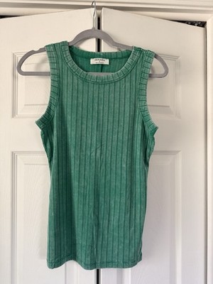 Zenana Women s Ribbed Stretch Tank - Kelly Green- Size L -New