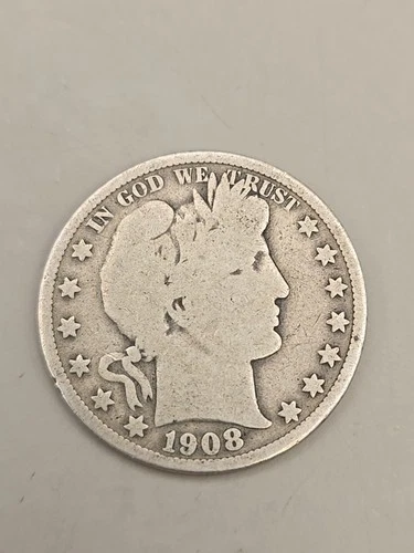1908 Barber Silver Half Dollar 50C - Philadelphia Mint