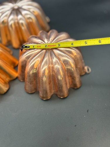 3 Jello Cake Mold Copper Tone Aluminum 3 1/2 Cup Fluted Scallop Wall Hanging - Picture 15 of 17