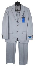 Nautica Mens Modern Fit 2 Piece Suit 40S 30x32 Grey Solid Stretch Cotton NWT