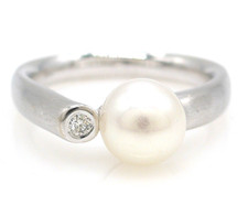 Größe 56 Ring 585 GOLD 14 Karat Weißgold Diamant Perle anello Goldring G4596/25