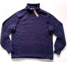 97 NWT J Crew Roll Neck Cotton Sweater Navy M