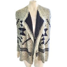 NEW ROMEO JULIET Boucle Knit Open Front Southwestern Cardigan WOMEN'S LARGE