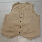 Duluth Trading Men Tan Cotton Canvas Safari Buckle Back Y2K Work Vest-L-5829