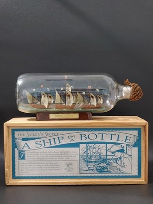 Authentic Models 1492 Columbus Three-Masted Sea Sailor's Secret Ship In A Bottle