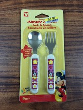 Vtg Disney Minnie Mouse 2-Pc Kid  s Fork  Spoon Flatware Set The First Years NEW