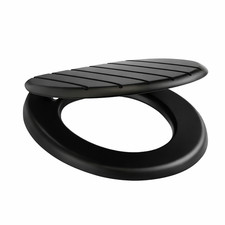 Toilet Seat Black Tongue And Groove MDF Adjustable Habitat New With Defects