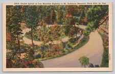 Linen Postcard Double Spirals Iron Mountain Hwy to Mt. Rushmore Black Hills