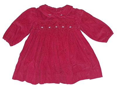 Girls PETIT AMI red corduroy smocked boutique dress 6 9 months Christmas  vintage | eBay