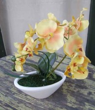 Künstliche Orchidee gelb im ovalen Gefäß ca.30cm Künstliche Blume