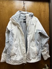 Women's "the North Face" Snow/rain Jacket Gray/white W/hood. Size L. Prev. Owned