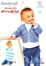 Stylecraft 9637 SWEATER & CARDIGAN Baby/Child Knitting Pattern DK 6mth-7 Years