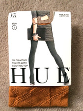 Hue size 1 Havana 3D Diamond Control Top 40 Denier Tights Style 13634 NWT