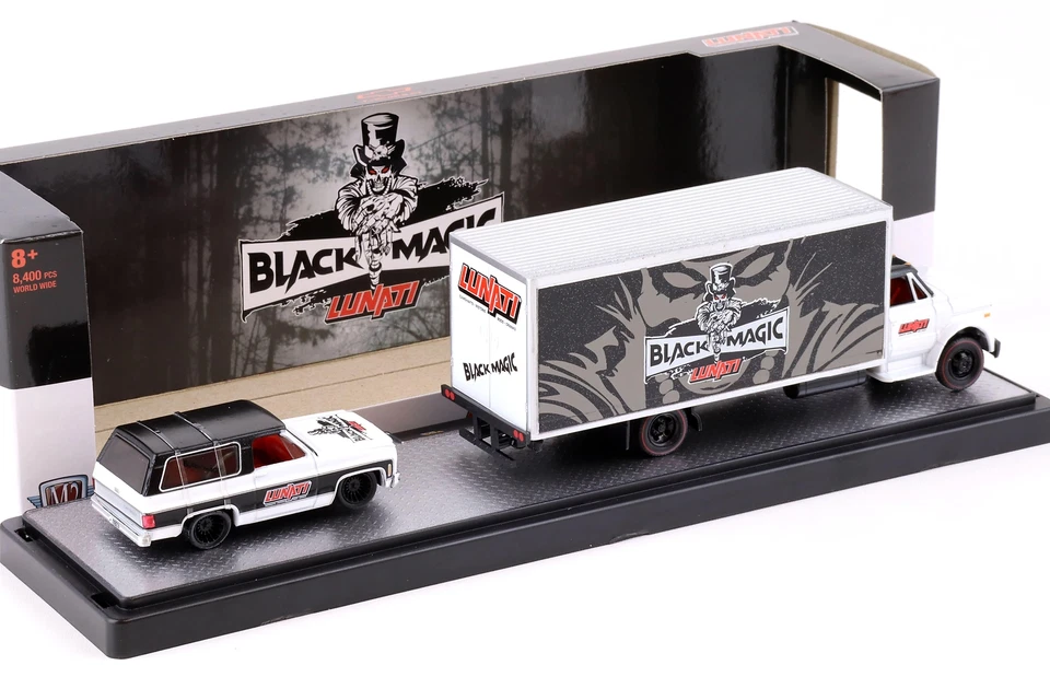 1:64 M2 Machines 1968 Chevrolet C60 Camion & 1973 GMC Sierra Nero Magic Lunati - Immagine 2 di 3