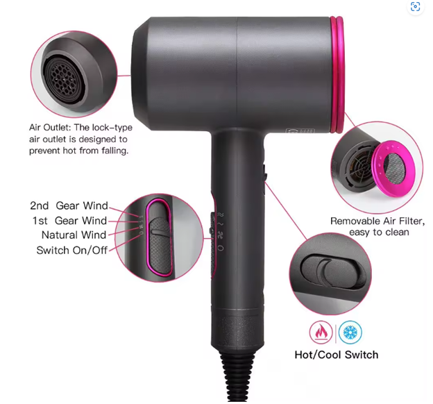 1800W Professional Hair Dryer with Diffuser Comparable to Dyson eBay