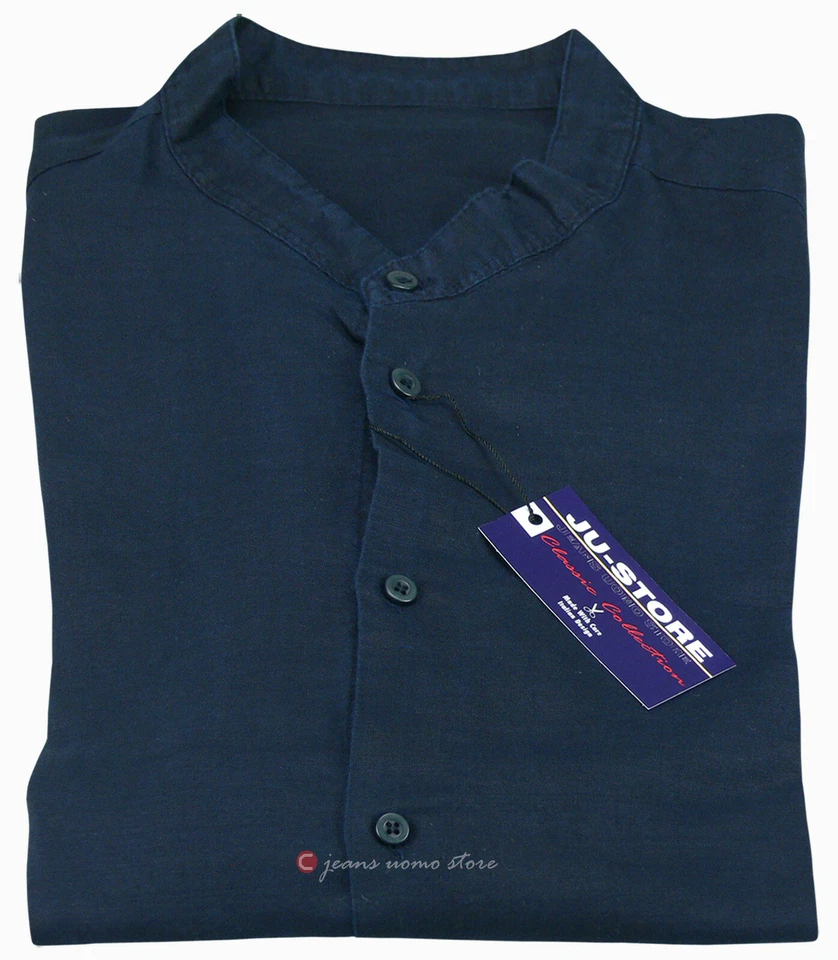 Camicia uomo Taglie forti misto lino manica lunga collo coreana casual daS a 6XL - Immagine 2 di 4