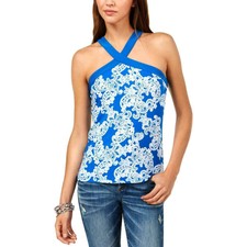 blue and white halter top