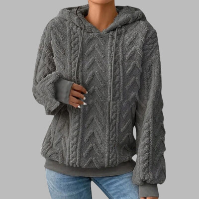 Damen Plüsch Kapuzenpullover Winter Sweatshirt Freizeit Baggy Jumper Oberteile