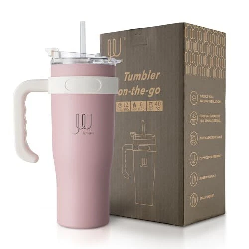Tumbler With Lid And Straw 40 Oz Vacuum Insulated Tumbler With Handle And Straw