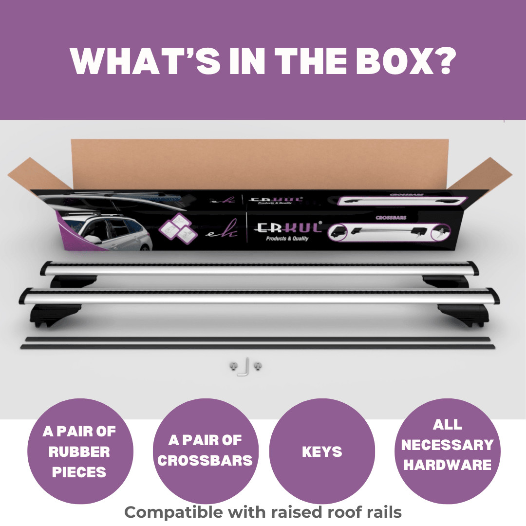 ERKUL Roof Rack Cross Bars for Volvo V50 SW 2005-2011 for Raised Rails - Black