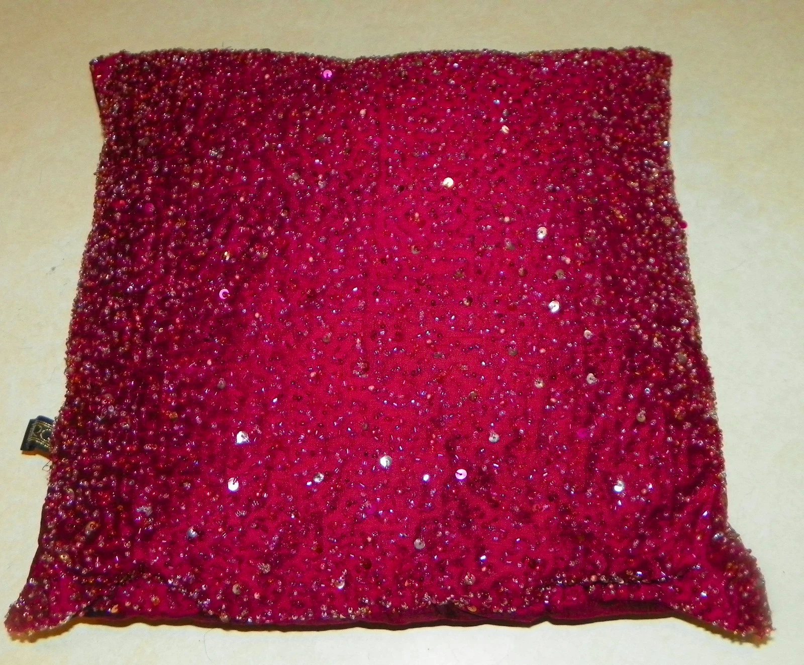 Burgundy Red Sequined Print Throw Pillow by Bogata 16 x 16