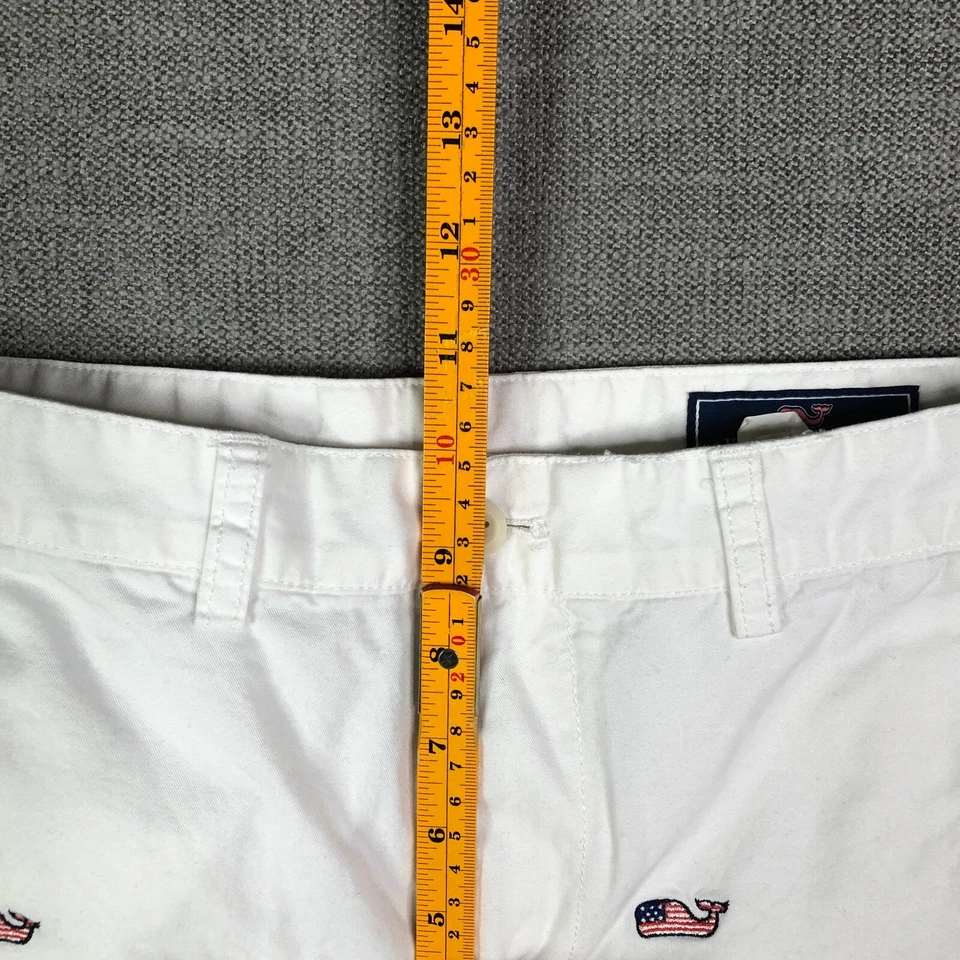 Pantalones Vineyard Vines Niños 16 28 Blanco Chino Patriótico Ballena Bordado Recto Foto 2 de 4