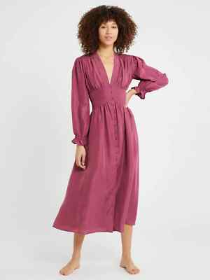 MILLE Long Sleeve Anya Dress in Plum Washes Silk  Size S $398.00