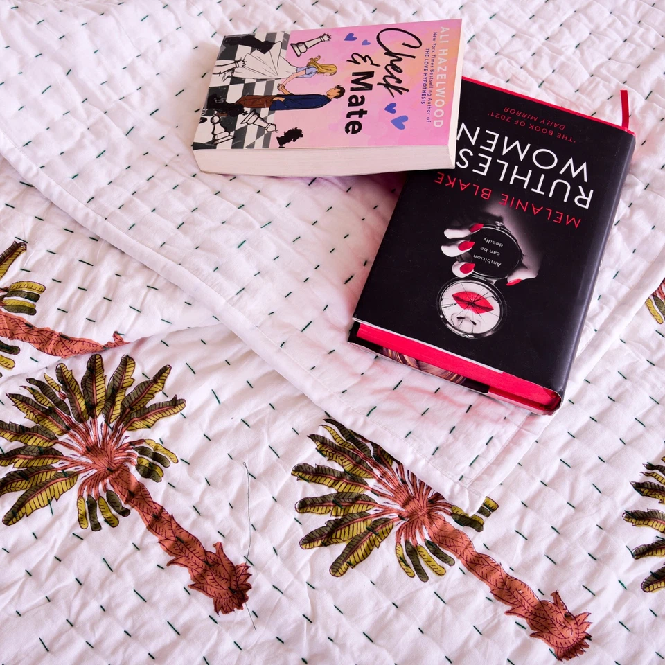 Indian Handmade Cotton Kantha Quilt Throw Soft Blanket Bedspread - Image 2 of 4