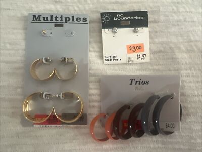 Vintage 90s Earring Lot No Boundaries Trios Multiples Lot Of 3 Walmart Collect