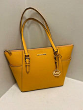 Michael Kors Charlotte Large Leather Top-Zip Tote Shoulder Bag Golden Rod 