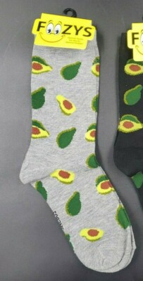 Women's AVOCADO Cute Soft Gray Crew Socks Foozys FUN Food Novelty Gift