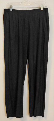 Flax Black Knit Crop Pants M Pockets Elastic Waist