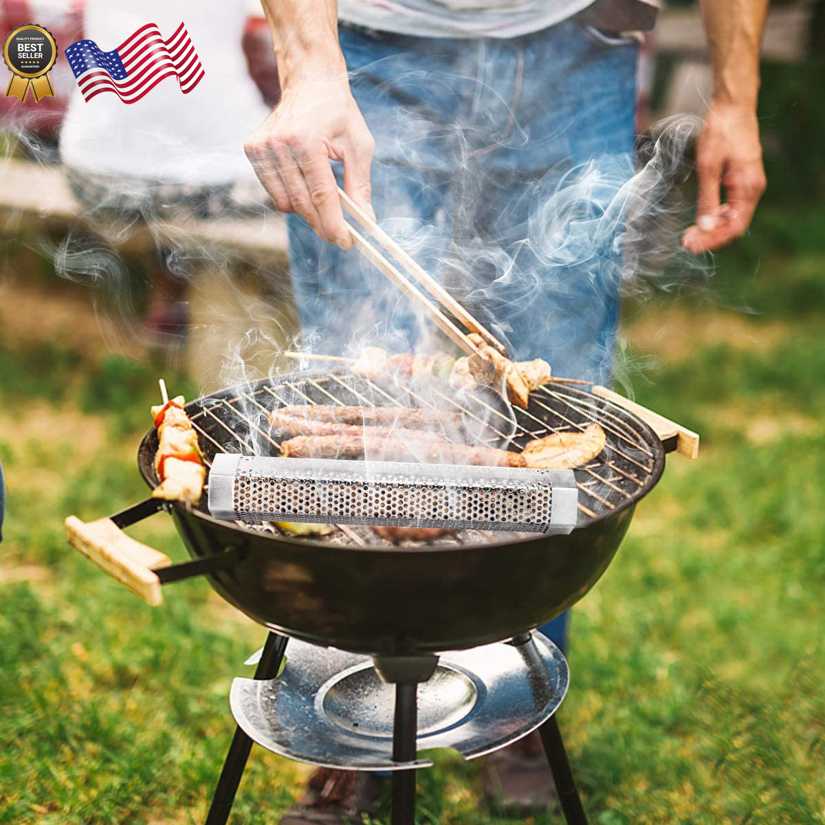 Pellet Smoker Tube 2 Pack 12'' Stainless Steel BBQ Wood Pellet Tube Smoker