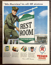 Original 1956 Texaco Ad: Registered Restroom Series, Mr. Service