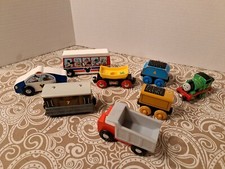 LOT 8 Used Magnetic Wooden TRAIN CARS PERCY, TENDERS, TRUCK, DISNEY BUS CAR