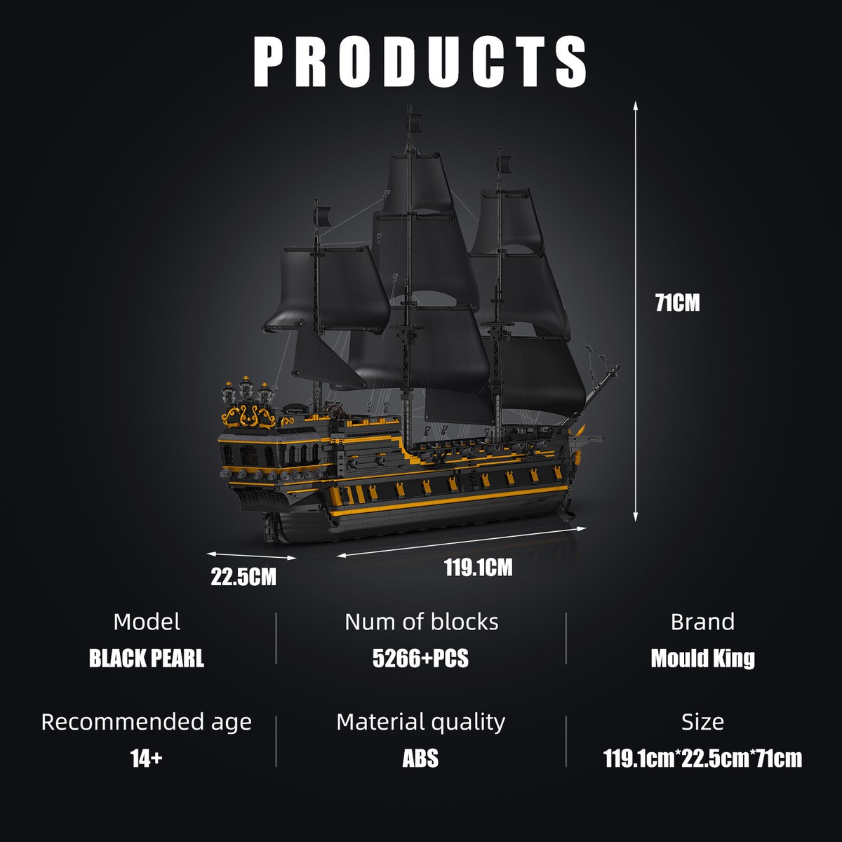 Mould King 13186 Black Pearl Pirate Ship Boat Clamp Building Block