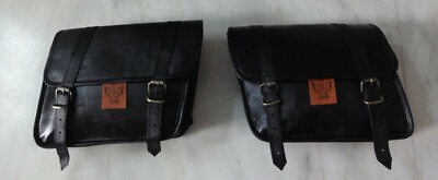 JMB   Motorcycle Side Pouch Black Leather 2 Side Pouch Saddlebags Panniers