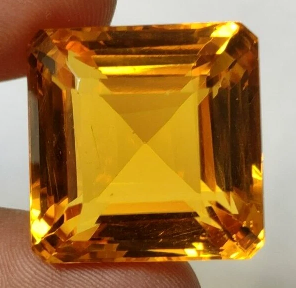 AAA+ Large Yellow Citrine 79.80 Ct. Square Cut Loose Gemstone Gift for Women/Her - Image 2 of 4