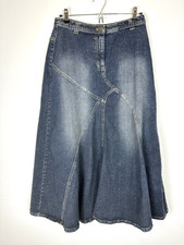 MOTTO Vintage Women s 10 Blue Acid Wash Denim Patchwork Boho Cotton Maxi Skirt