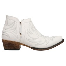 Botines de vaquero Roper Ava bordados punta corta para mujer blancos botas informales 09-021-1